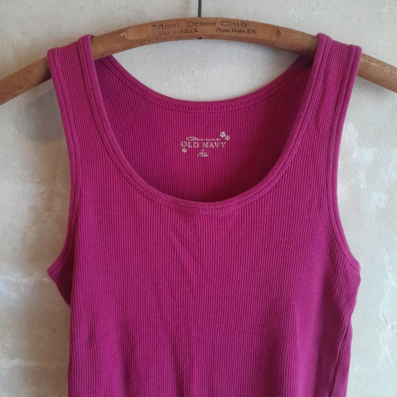 335a. bright pink vintage Old Navy cotton y2k tank top, S - Picture 5 of 6